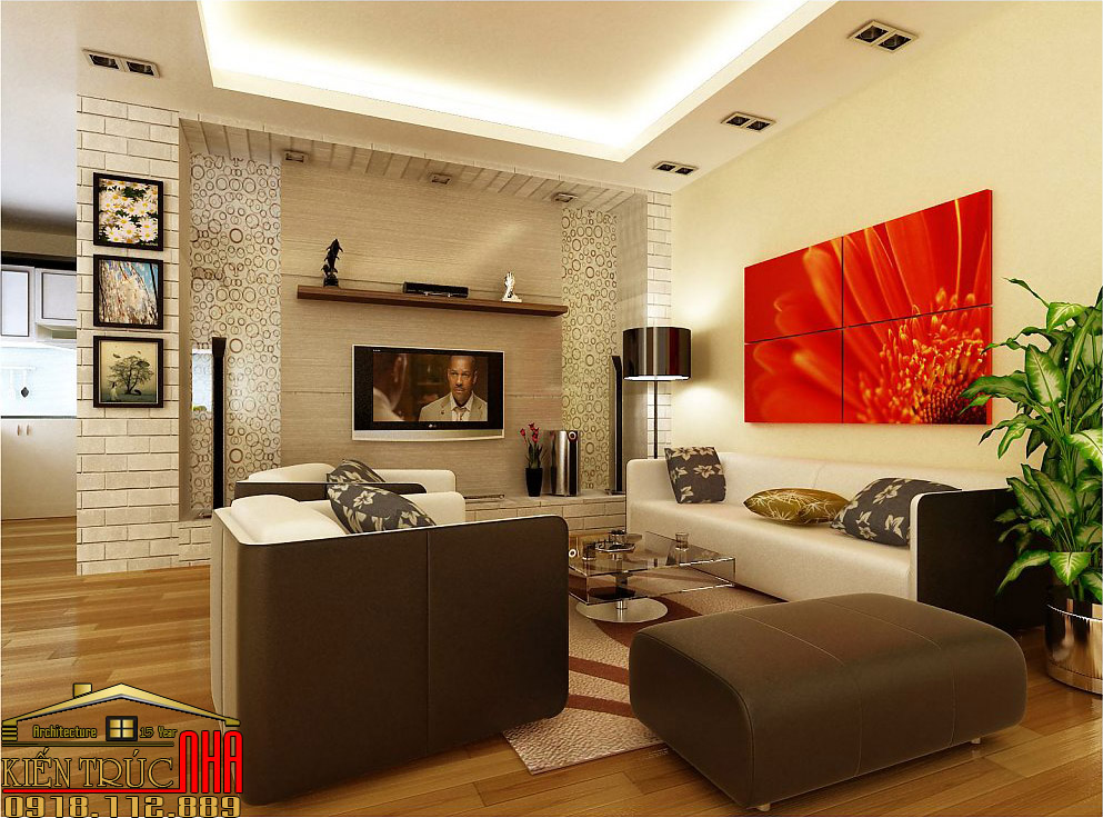 Phòng khách hiện đại đẹp mang lại không gian ấm áp